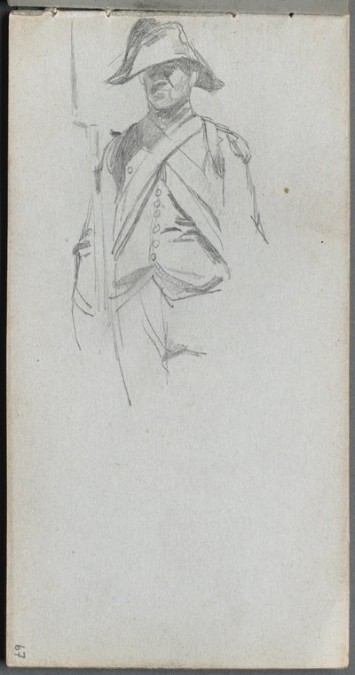 Schetsboek, pagina 67: Studie van een soldaat door Ernest Meissonier