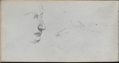 Schetsboek, pagina 80: Studie van gezichten door Jean Louis Ernest Meissonier