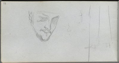 Schetsboek, pagina 83: Studie van een gezicht, benen door Jean Louis Ernest Meissonier