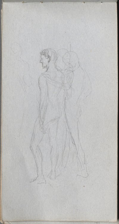 Schetsboek, pagina 92: Twee naakten door Jean Louis Ernest Meissonier