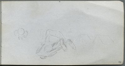 Schetsboek, pagina 97: Studie van Figuren, Gebouwen door Jean Louis Ernest Meissonier