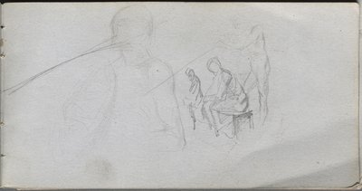 Schetsboek, pagina 98: Studie van figuren door Ernest Meissonier