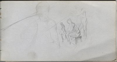 Schetsboek, pagina 98: Studie van figuren door Jean Louis Ernest Meissonier