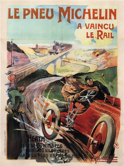 Raceauto Panhard en Levassor bestuurd door Heath - Michelin Banden door Ernest Montaut