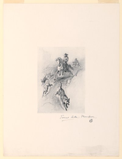Tannery, met Zijn Honden, Kwam Galopperend de Cañon Op door Ernest Thompson Seton