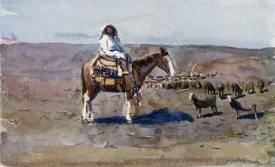 Een typische Zuid-Argentijnse gaucho-meisje zittend op haar caballo door Ernest William Christmas