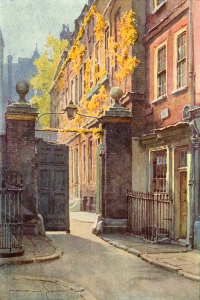 Amen Corner, Paternoster Row (kleur litho) door Ernest William Haslehust