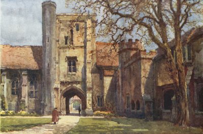 Beaufort Tower en Ambulatory St Cross (kleur litho) door Ernest William Haslehust