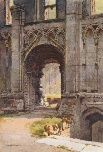 Deur van de Kapel van St. Mary, Glastonbury Abbey door Ernest William Haslehust