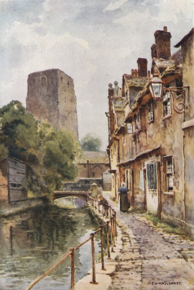 Fisher Row en Restanten van Oxford Castle door Ernest William Haslehust