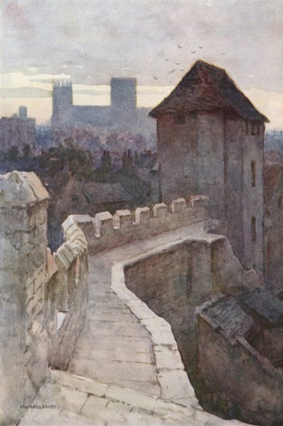 Fishergate Postern vanaf de Muren door Ernest William Haslehust