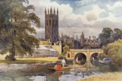 Magdalen College vanaf de Cherwell door Ernest William Haslehust