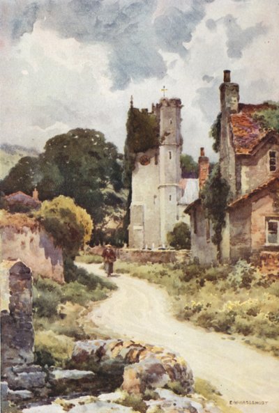 Portisham (kleur litho) door Ernest William Haslehust
