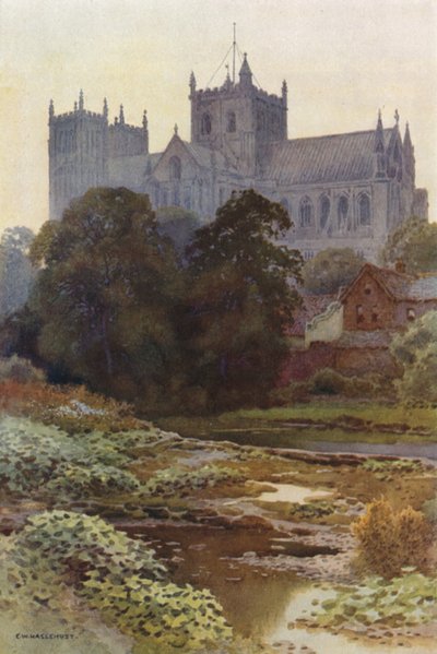 Ripon Minster vanaf de Rivier door Ernest William Haslehust