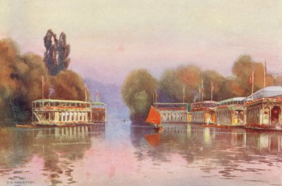 Rivier de Theems: Woonboten bij Henley door Ernest William Haslehust