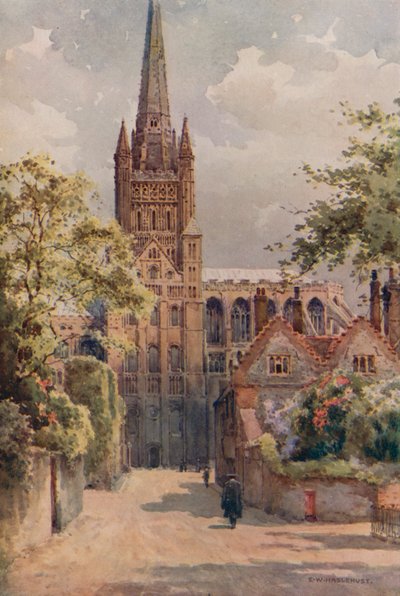 De kathedraalprecincten, Norwich door Ernest William Haslehust