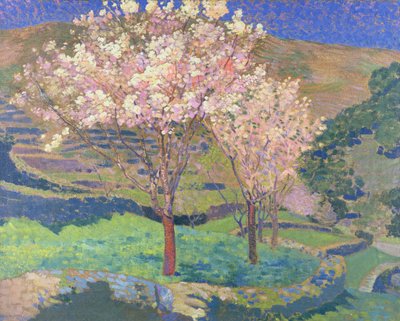 Bomen in bloei met terrassen door Ernest Yarrow Jones