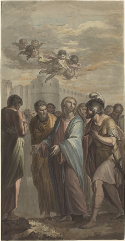 Christus met apostelen en een Romeinse soldaat door Ernest Zacharias Platner