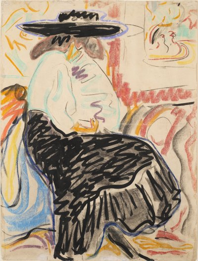 Zittende vrouw in het atelier door Ernst Ludwig Kirchner
