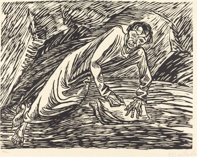 De schrijvende profeet Sint Jan op Patmos, 1919 door Ernst Barlach