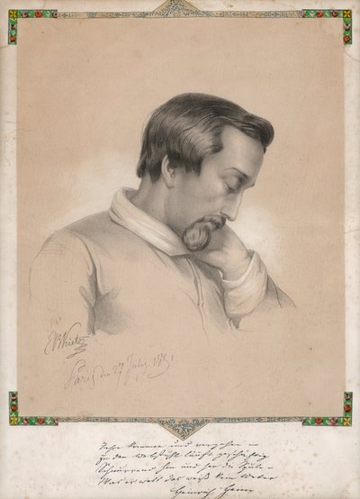 Julius Ernst Benedikt Kietz, Portret van Heinrich Heine door Ernst Benedikt Kietz