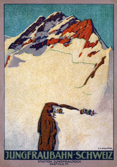 De Jungfraujoch (illustratie, circa 1920-1930) door Ernst Emil Schlatter