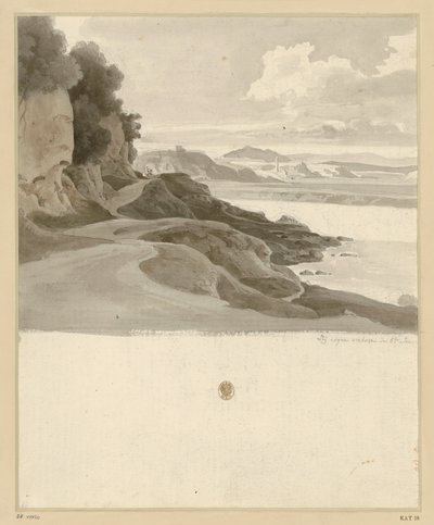 Rivierlandschap met een pad langs een rotsachtige oever bij Aqua Acetosa door Ernst Fries