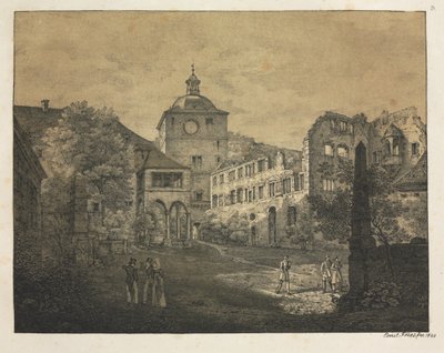 Zes uitzichten van het kasteel van Heidelberg: Kasteelterras door Ernst Fries