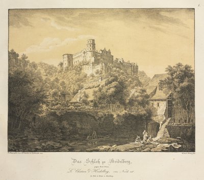 Zes uitzichten op het kasteel van Heidelberg: oostwaarts, 1820 door Ernst Fries