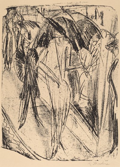 Dame in de Regen, 1914 door Ernst Ludwig Kirchner