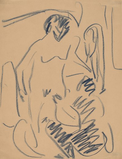 Naakt op het strand door Ernst Ludwig Kirchner