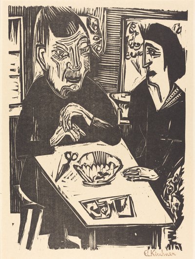 Oude en jonge vrouw, 1921 door Ernst Ludwig Kirchner