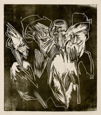 Absalom en zijn raadgevers door Ernst Ludwig Kirchner