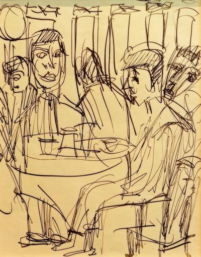 Aan de cafétafel door Ernst Ludwig Kirchner