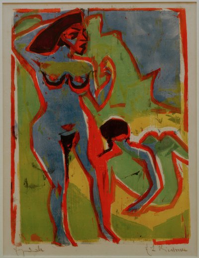 Badende vrouwen in Moritzburg door Ernst Ludwig Kirchner