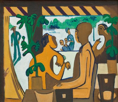 Bruine figuren in een café, 1928-1929 door Ernst Ludwig Kirchner