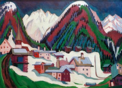 Dorp Monstein bij Davos door Ernst Ludwig Kirchner
