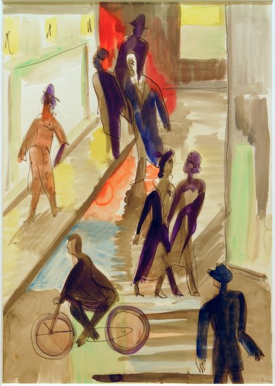 E.L.Kirchner, Straatscène met Fiets door Ernst Ludwig Kirchner