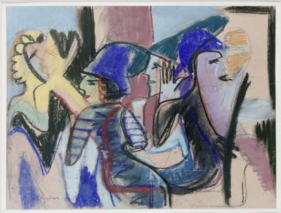 Vijf personen in een café door Ernst Ludwig Kirchner