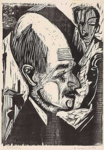 Hoofd Dr. Bauer door Ernst Ludwig Kirchner