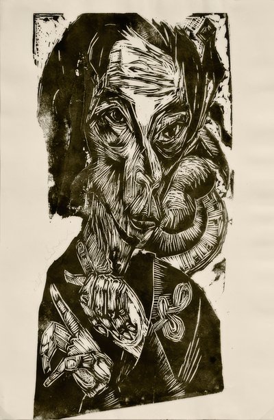 Hoofd van de zieke - Zelfportret door Ernst Ludwig Kirchner