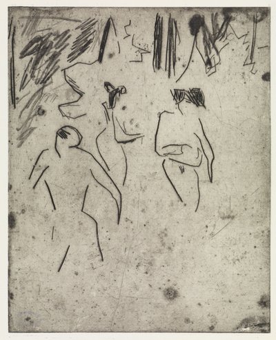 Badgasten uit Moritzburg in het struikgewas/De zieke Dodo door Ernst Ludwig Kirchner