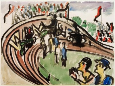 Motorrace door Ernst Ludwig Kirchner