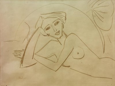 Naakt liggend meisje door Ernst Ludwig Kirchner
