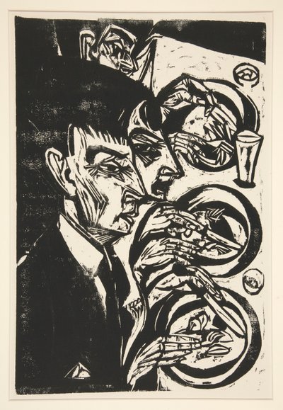 Nervoese beim Diner (Nerveuze mensen bij het diner) door Ernst Ludwig Kirchner