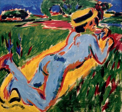 Recycling Blauwe Naakt in een Strohoed door Ernst Ludwig Kirchner