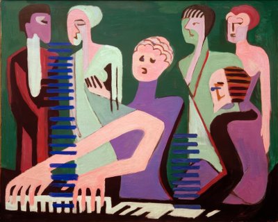 Zangeres aan de piano door Ernst Ludwig Kirchner