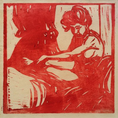 Zittende meisjesnaakt door Ernst Ludwig Kirchner