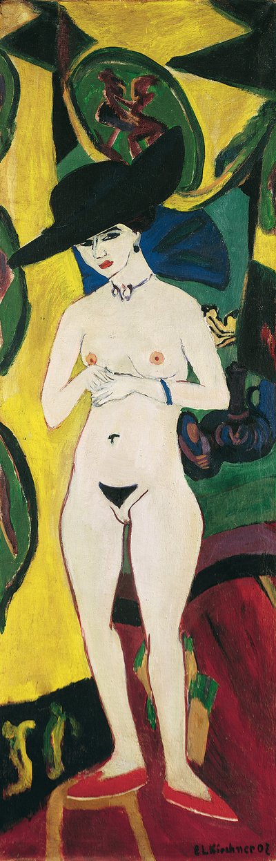 Staande naakt met hoed door Ernst Ludwig Kirchner