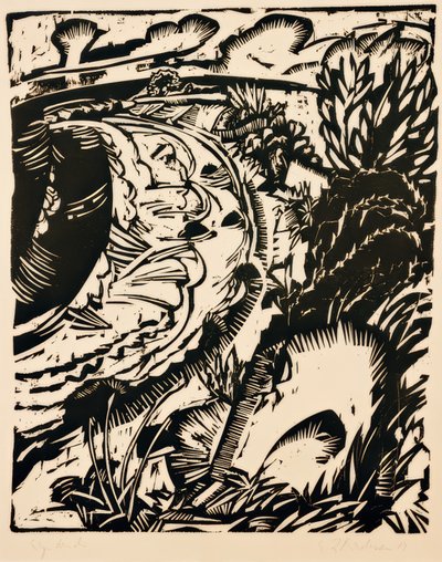 Steile kust met ronde baai door Ernst Ludwig Kirchner
